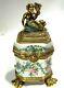 Antique (rare) Gallery Quality Inkwell With Cherub Ormolu Limoges Porcelain Box