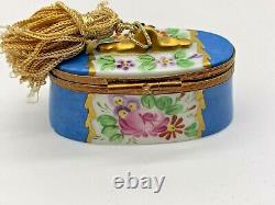 Antique Rare AP Hand Painted Floral withTassel Limoges Trinket Box