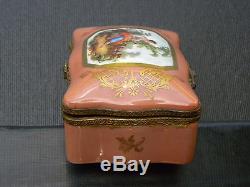Antique (circa 1870) Limoges, B&W Rectangular Hinged Trinket Box Hand Painted
