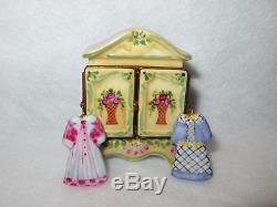 Armoire With 2 Dresses Limoges France A P Trinket Box Peint Main