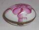 Artist Signed Chamart Limoges France Painted Egg-shaped Trinket Box Pink Ribbon