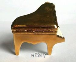 Artoria Hand Painted Porcelain Limoges Gold Grand Piano Trinket Box