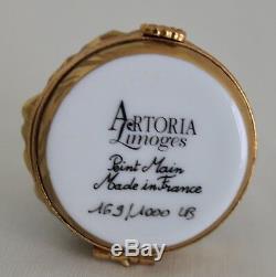 Artoria Limoges Box Cherub Angel Among Pansies LTD 163/1000 Artist Signed LB