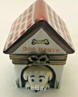 Artoria Limoges France Dog House With Dog Trinket Box