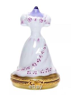 Artoria Limoges France Peint Main Wedding Dress Motif Porcelain Trinket Box
