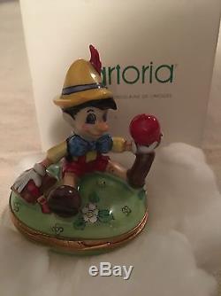 Artoria Limoges France Porcelain Trinket Box Disney Pinocchio Rare NIB