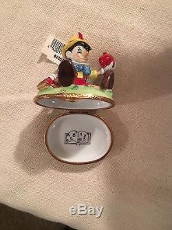 Artoria Limoges France Porcelain Trinket Box Disney Pinocchio Rare NIB