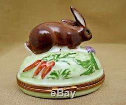 Artoria Limoges France Rabbit Bunny Trinket Box Peint Main Signed