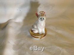 Artoria Limoges France peint main porcelain angel cat trinket box