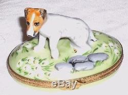 Artoria Limoges Jack Russell Terrier on Oval Trinket Box