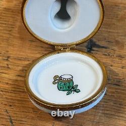 Artoria Limoges Mouse Bearing Cat Nip Christmas Present Trinket Box Peint Main