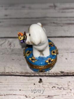 Artoria Limoges Peint Main France Bichon Frise Trinket Box Numbered Signed