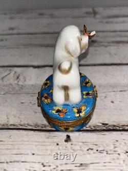 Artoria Limoges Peint Main France Bichon Frise Trinket Box Numbered Signed