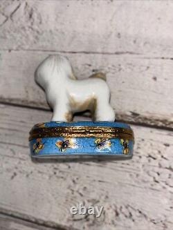 Artoria Limoges Peint Main France Bichon Frise Trinket Box Numbered Signed