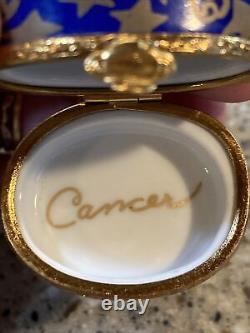 Artoria Peint Main Limoges France Cancer Zodiac Sign Trinket Box