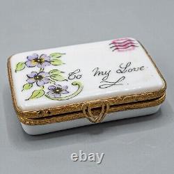 Astoria Limoges France Porcelain Trinket Box Love Letter Sealed Kiss Peint Main