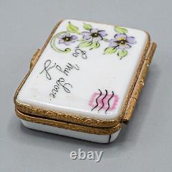 Astoria Limoges France Porcelain Trinket Box Love Letter Sealed Kiss Peint Main