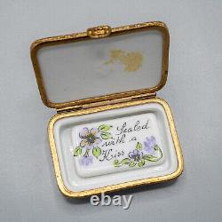 Astoria Limoges France Porcelain Trinket Box Love Letter Sealed Kiss Peint Main