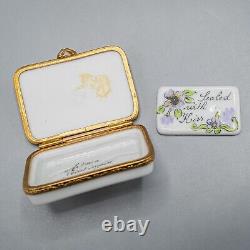 Astoria Limoges France Porcelain Trinket Box Love Letter Sealed Kiss Peint Main