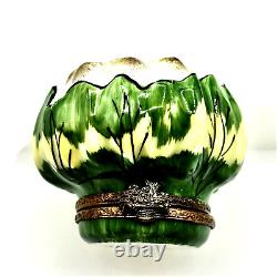Authentic French Limoges Porcelain Trinket Box COLIFLOWER Hand painted NEW