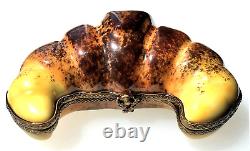Authentic French Limoges Porcelain Trinket Box CROISSANT Hand painted Brand NEW