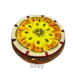 Authentic French Limoges Porcelain Trinket Box HALF ORANGE Hand painted NEW