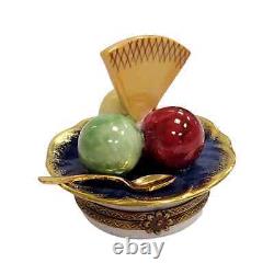 Authentic French Limoges Porcelain Trinket Box Ice Cream Bowl with Waffle NEW