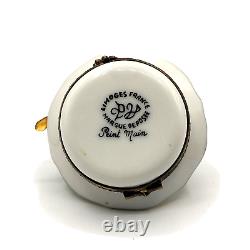Authentic French Limoges Porcelain Trinket Box Ice Cream Bowl with Waffle NEW