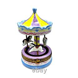 Authentic French Limoges Porcelain Trinket Box MARRY GO ROUND CARUSEL Box NEW