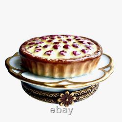 Authentic French Limoges Porcelain Trinket Box Strawberry Pie on a Platter NEW