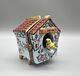 Authentic French Porcelain Hand Painted Limoges Trinket Birdhouse Removable Nest