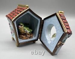 Authentic French Porcelain Hand Painted Limoges Trinket Birdhouse Removable Nest