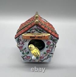 Authentic French Porcelain Hand Painted Limoges Trinket Birdhouse Removable Nest