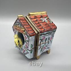 Authentic French Porcelain Hand Painted Limoges Trinket Birdhouse Removable Nest