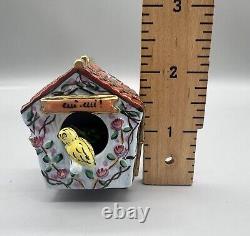 Authentic French Porcelain Hand Painted Limoges Trinket Birdhouse Removable Nest