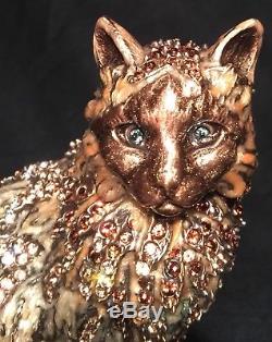 Authentic Jay Strongwater Cat Figurine with handset Swarovski crystals