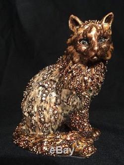 Authentic Jay Strongwater Cat Figurine with handset Swarovski crystals