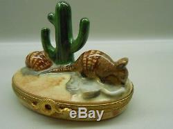 Authentic Limoges Box France Artoria Armadillos & Cactus Numbered Edition