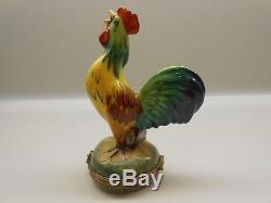 Authentic Limoges Box France Peint Main Vintage PV Crowing Rooster