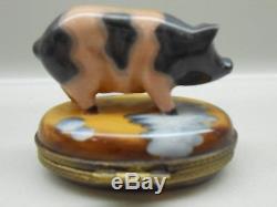 Authentic Limoges Box France Peint main Rochard Spotted Pig