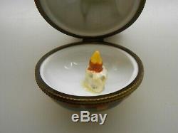 Authentic Limoges Trinket Box France Halloween Ghost on Top of Jack o' Lantern