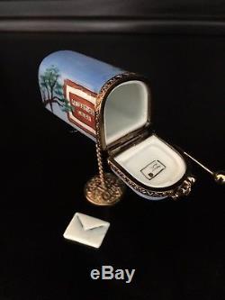 Authentic Limoges Trinket Box Garden Mailbox with Birdie Clasp