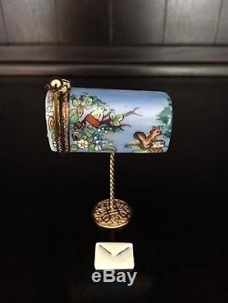 Authentic Limoges Trinket Box Garden Mailbox with Birdie Clasp