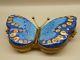 Authentic Vintage Limoges Box Peint Main France Pv Double-sided Blue Butterfly