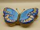 Authentic Vintage Retired Limoges Trinket Box Pv Double-sided Blue Butterfly