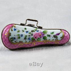 Awesome Limoges Violin Case Peint Main Roses Trinket Box