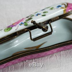 Awesome Limoges Violin Case Peint Main Roses Trinket Box