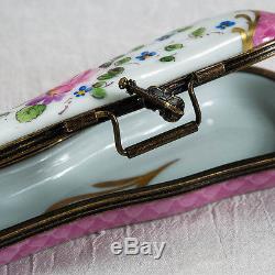 Awesome Limoges Violin Case Peint Main Roses Trinket Box