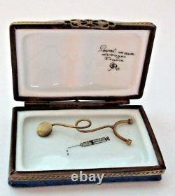 BOOK of NURSING with Stethoscope Limoges Trinket Box Gérard Ribierre GR Peint main