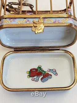 Babies Children or Twins in Crib with Mobile Limoges Trinket Box by Rochard